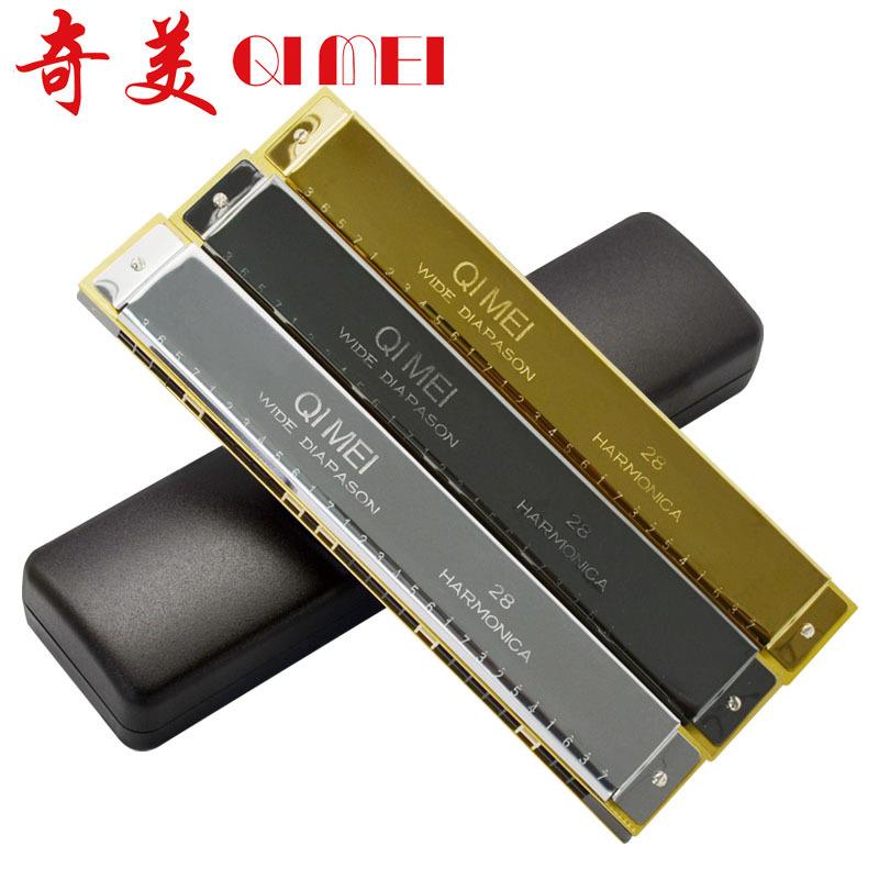 奇美28孔复音C调重音口琴宽音域高级 自学初学者成人专业演奏乐器