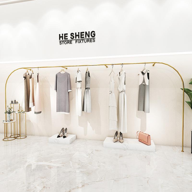 高档服装店展示架上墙壁挂陈列架创意个性北欧风银色异形挂衣架