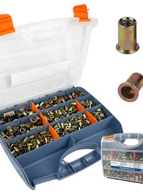 860PCS铆螺母套装镀锌平头竖条纹紧固件内外六角英制拉铆螺母