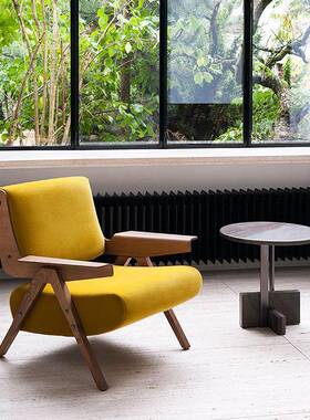 Tacchini-Lina扶手沙发椅实木设计师单人沙发椅软包靠背曲木沙发