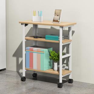 办公室置物架桌下折叠多层收纳架文件柜可移动书架桌边带轮储物柜