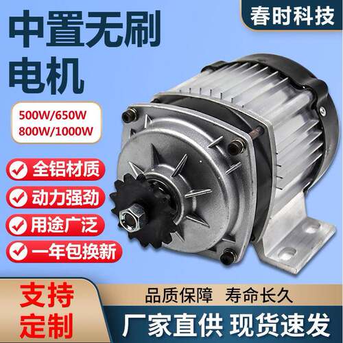 48V60V1000W三轮车改装电机中置无刷减速电机