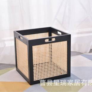 正方形收纳筐实木收纳盒家居儿童房杂物玩具整理收纳盒日式