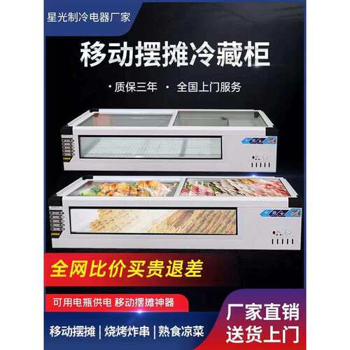 台式冷藏展示柜摆摊保鲜冷藏冷冻冰柜卧式烧烤展示柜移动摆摊冰箱