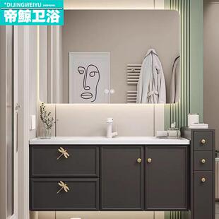 轻法式奶油风纯实木洗漱台法式浴室柜一体陶瓷盆组合智能洗漱台