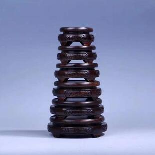 黑檀木圆形底座石头摆件木质底托品质创意盆景底座