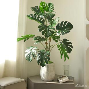 仿真植物16头龟背树北欧大型人造绿植客厅落地装饰庭院大叶摆件