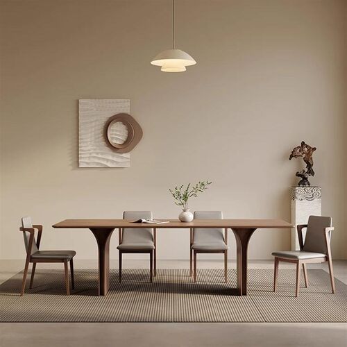 黑胡桃木餐桌北美侘寂风家用客厅轻奢原木长桌餐厅长方形实木饭桌