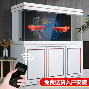鱼缸家用客厅中型落地生态龙鱼缸2023新款 屏风超白玻璃 轻奢网红款
