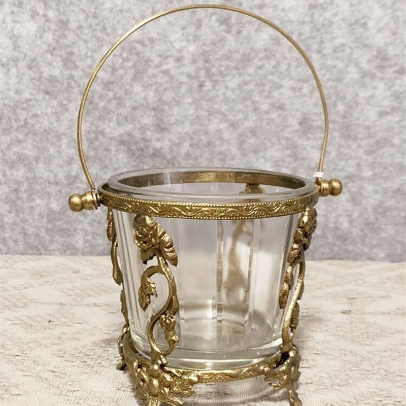 印度进口轻奢手工黄铜首饰提篮梳妆台收纳盒样板房装饰品摆件卧室