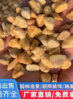 黄色水洗石胶粘石路面园林景观装饰石头庭院造景铺路彩色水磨石子