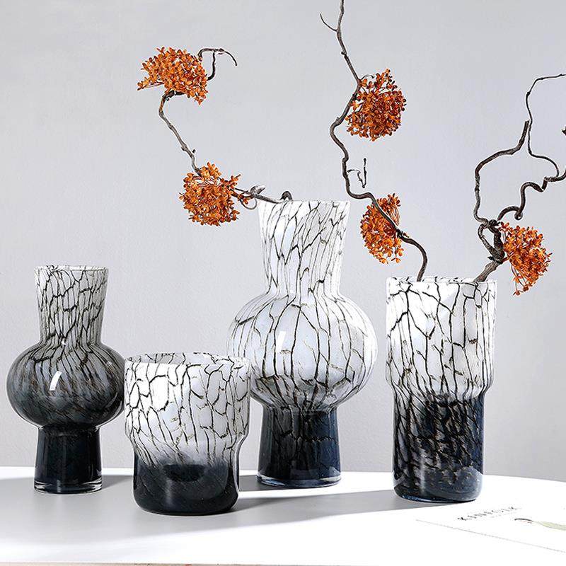 现代线条创意水墨色设计吊钟花瓶售楼处酒店餐厅茶几创意家居摆件