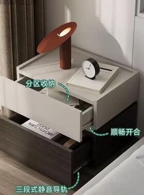 实木颗粒板简现代奢床头柜整装储免漆收71283纳物柜轻约意式卧室