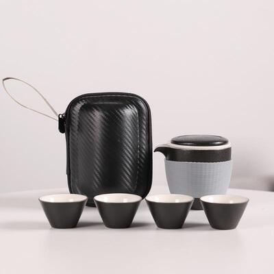 陶瓷旅杯行功夫茶具式34911套装便携包一壶四杯快客户外随身泡茶