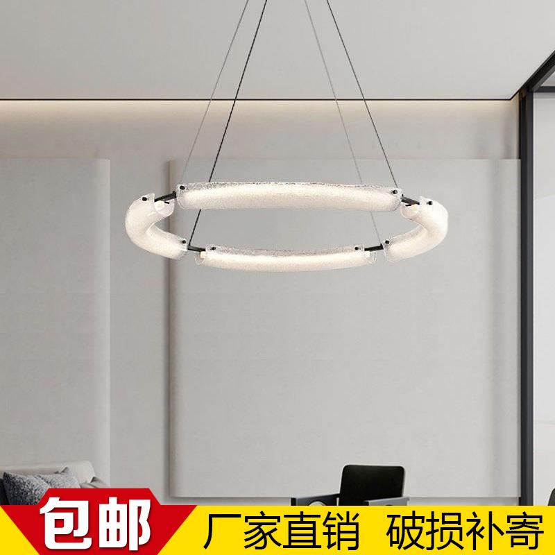 意式极简高端大气客厅吊灯北欧设计师新款磨砂玻璃餐厅卧室圆环灯