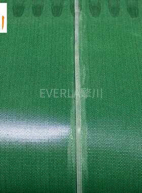 0.6MM轻薄PVC绿色轻型输送带 表面涂PVC胶中间加透明PU导条传送带
