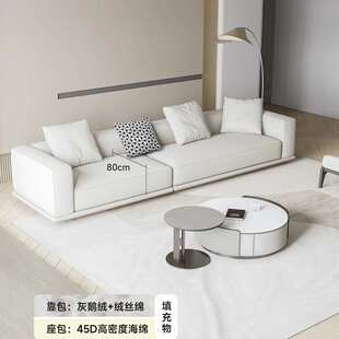 地平线沙发意式直排高端棉麻沙发布艺豆腐块客厅佛山家具设计师