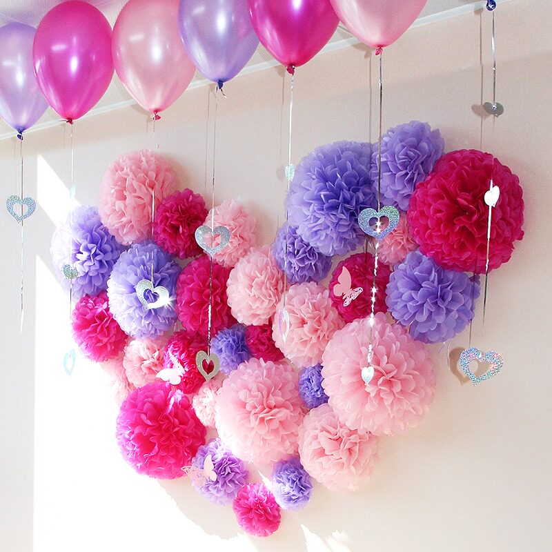 结婚房喜庆牡丹纸花球拉花套装生日装饰幼儿园吊饰店铺橱窗商场布
