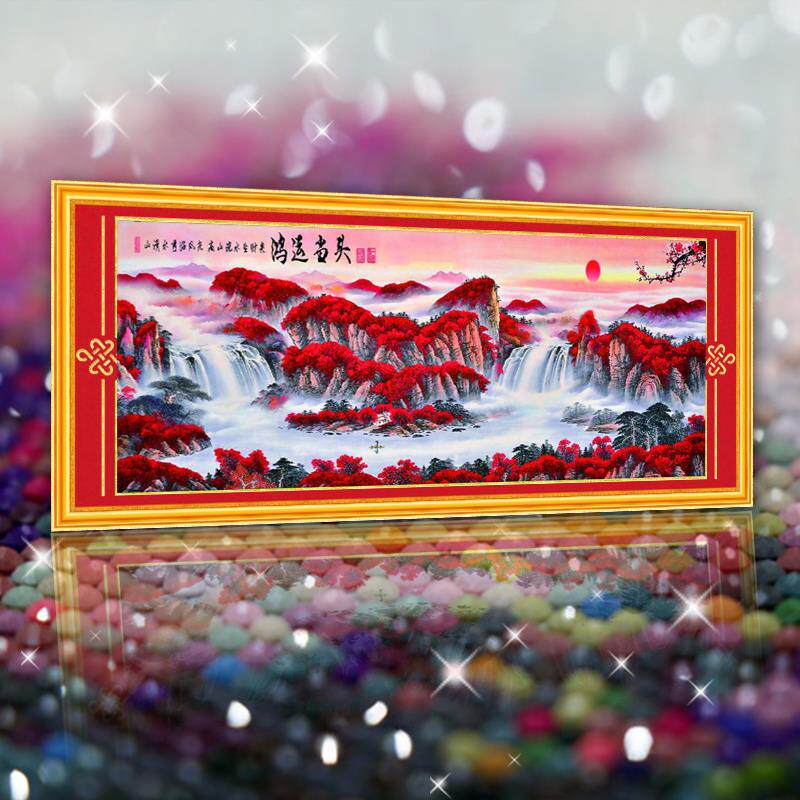 鸿运当头2023新款水晶5D钻石画满钻客厅点贴十字绣卧室风景山水画