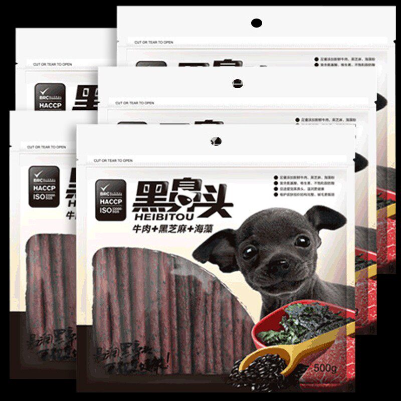 黑鼻头牛肉条芝麻海藻500g*5 小型泰迪幼犬耐咬洁齿宠物狗狗零食