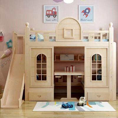 儿童床上上下床低子母床多功能书桌双床实68901高木床下铺层床滑