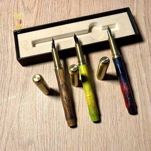 禅意稳定固化木竹节式钢笔艺工木笔质纪礼品笔中国999风竹节念刻