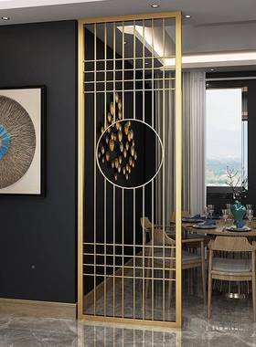 铁时北欧金色艺屏风客厅简约PF07191座屏玄关门酒饰店餐厅尚镂空