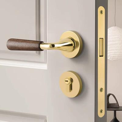 胡桃木门分体556防内执手锁实木门锁卧室静室音磁吸盗门房间锁门