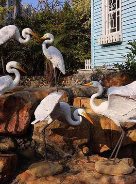 外花园装饰假山水白鱼池造景鹭鸟2017A-20类雕塑户璃玻钢动物仿真