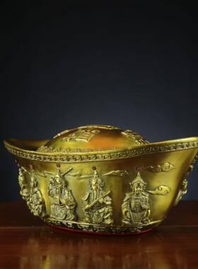 纯黄铜元宝摆THQ铜五路财件神宝家店居铺铜元宝摆元件