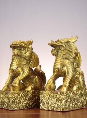 麟铜麒麟福财富AGR麒麟摆铜有底财麒家居店铺装饰铜件祥云麒麟