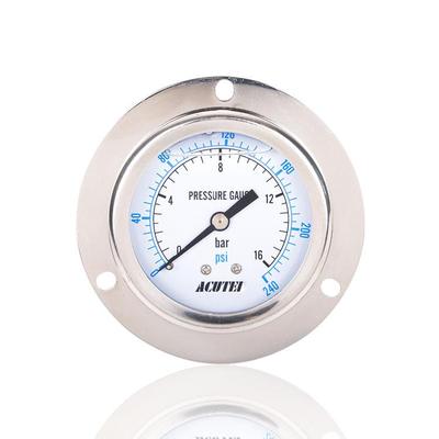 不锈钢压力表充油耐振轴向带前边USA YN60BF 16BAR 240PSI 1/4PT