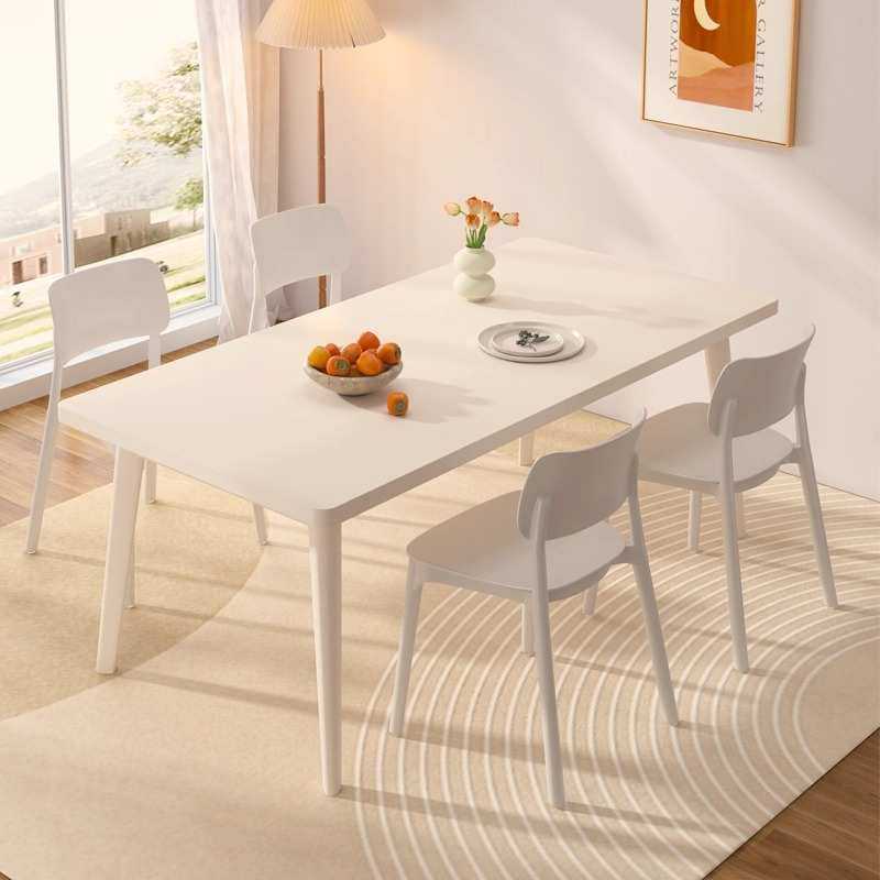 白色奶油风餐桌家用客厅大板桌长方形吃饭桌小户型简约餐桌椅组合,电子元器件市场,其它元器件,淘宝优惠券,粉丝福利购,淘宝优惠卷