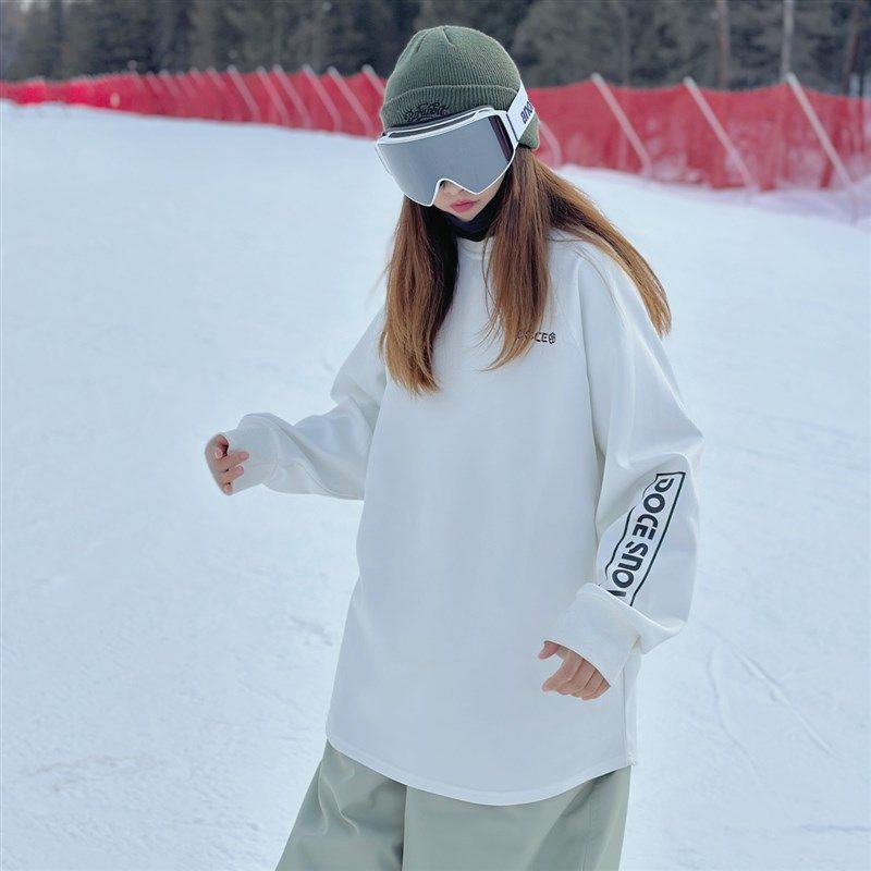 圆领防水滑雪打底衣加厚套头单板滑雪服女双板内搭新款滑雪服