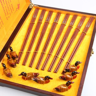 潍坊红木嵌银筷子礼盒漆器 手工制作特产非遗工艺品包邮 送礼佳品