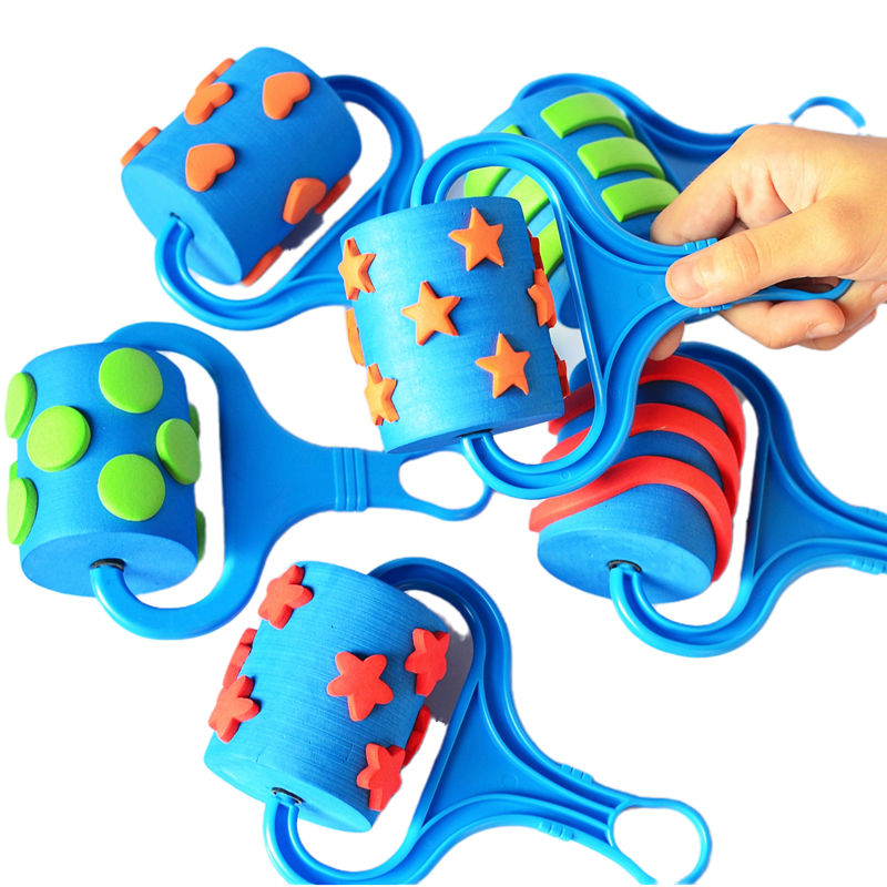 画画工具美术滚轮印章幼儿园早教儿童涂鸦颜料印泥拓印绘画滚筒刷