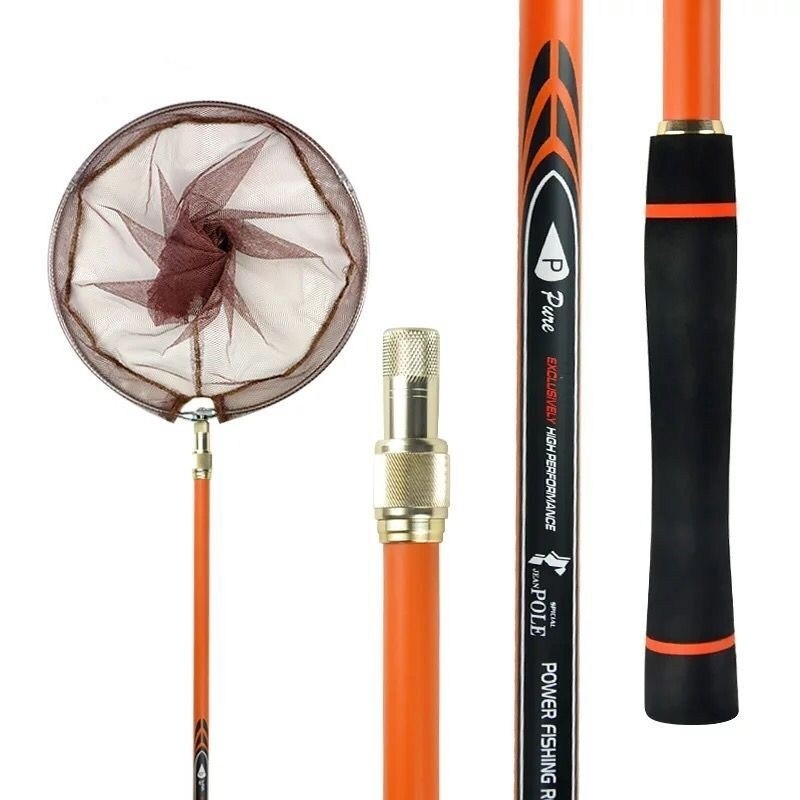 碳素抄网竿超硬超轻操网抄鱼网折叠捞鱼网兜渔具抄网头钓鱼抄网