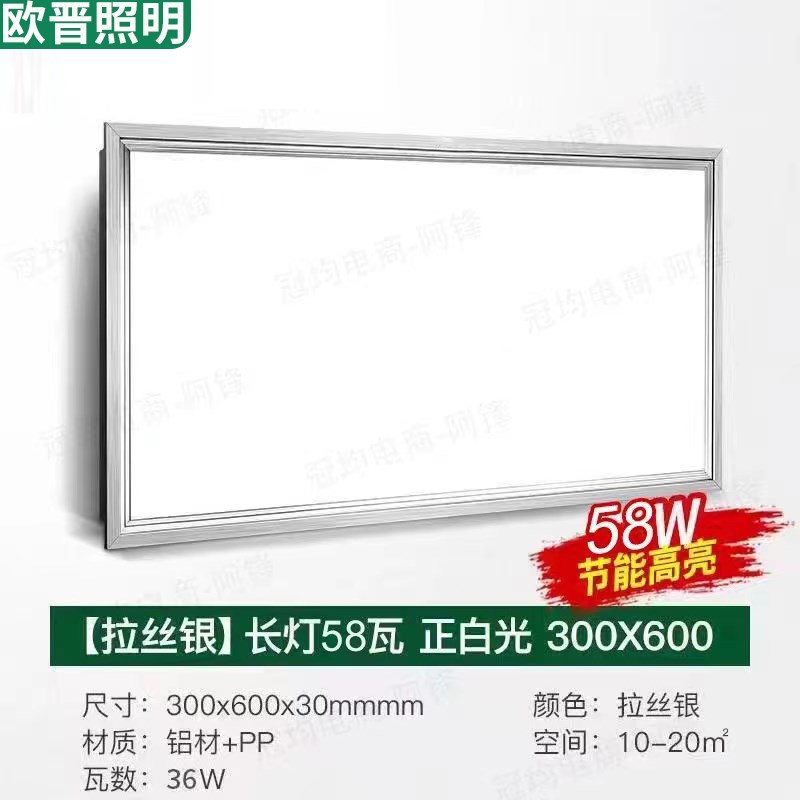 欧晋集成吊顶led铝扣板平板灯300x300x600厨房卫生间嵌入式面板灯