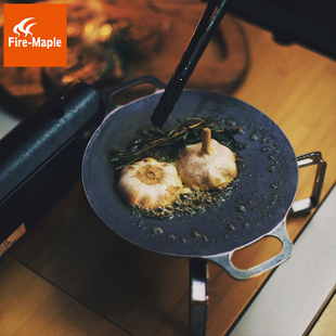 火枫山行纯铁煎烤盘mini小型纯铁无涂层户外露营野餐烧烤烤肉礼品