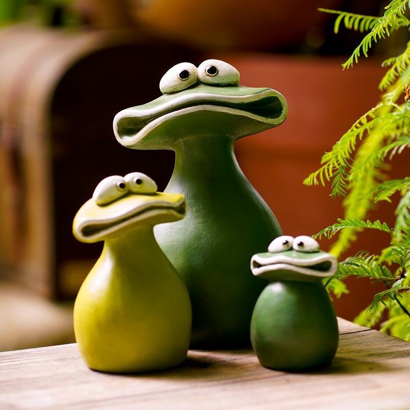 可爱大嘴青蛙桌面小摆件假山盆景花园庭院微景观田园家居软装饰品