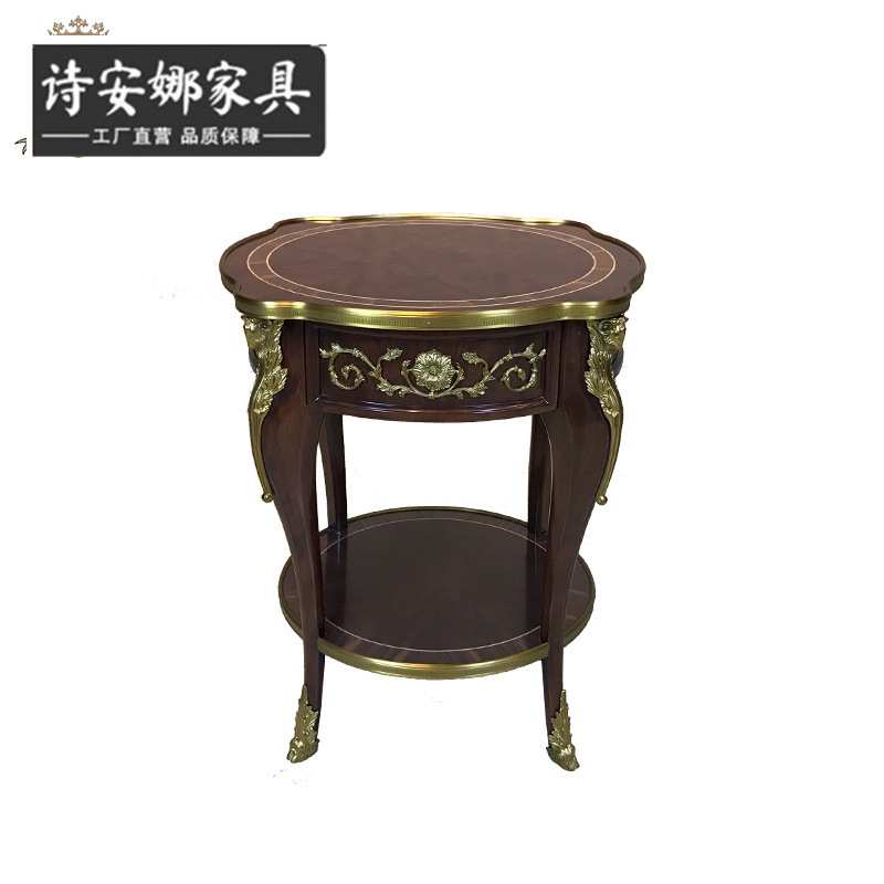 亚历山大边几四羊尊圆几英式古堡边桌新古典铜件角几