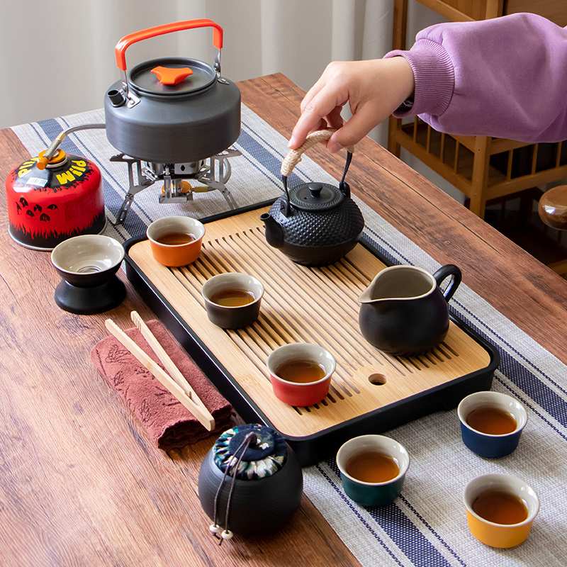 天台华莲便携式旅行户外茶具套装带烧水炉野外露营煮茶壶泡茶炉具