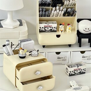 笔筒学生桌面斜插式创意大容量收纳盒简约笔桶防尘办公桌分格笔架