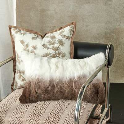 新款田园风抱枕客厅沙发咖色靠背新中式松树树叶提花装饰枕民宿