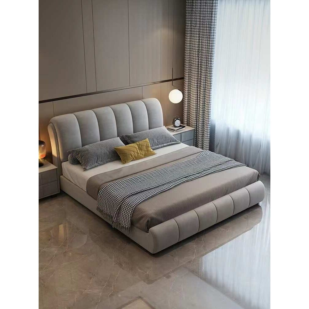 布艺床现代简约北欧科技双人主卧1.8米轻奢免洗实木小户型1.5布