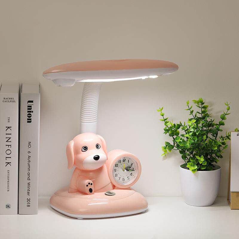 华雄卡通LED护眼灯学生儿童学习闹钟写作业阅读保视力调光色台灯