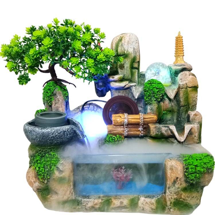 厂家直销室内招财流水喷泉鱼缸树工艺品风水轮流水器盆景流水摆件