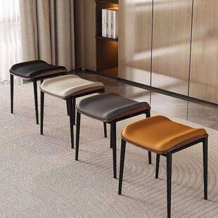 意式餐凳可叠放高级餐桌椅家用极简无靠背椅轻奢酒店餐厅软包凳子