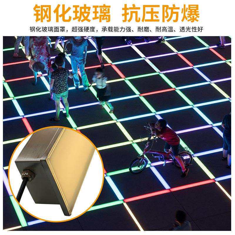 LED长条地砖灯不锈钢防水七彩地埋发光地板重力互动感应地面嵌入