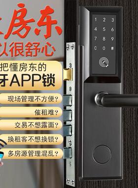 APP锁公寓宾馆短租房黑色刷卡锁304不锈钢民宿密码锁电子锁ic卡